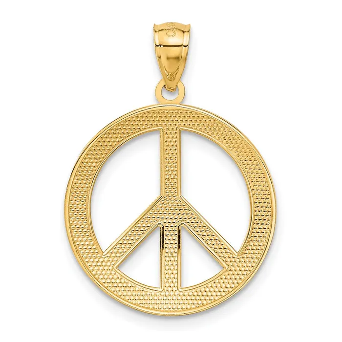 14k Yellow Gold PEACE LOVE FAITH HOPE Peace Sign Pendant Goldia Necklaces