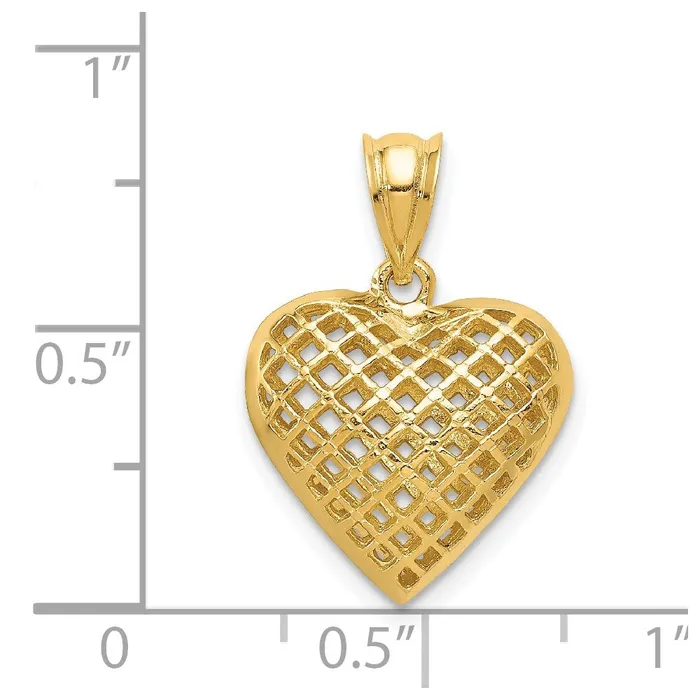 14k Yellow Gold Polished 3D Woven Puffed Heart Pendant Goldia Necklaces