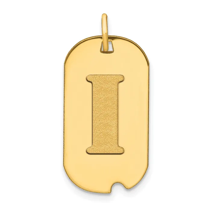 14k Yellow Gold Polished Letter I Initial Dog Tag Pendant Goldia Necklaces