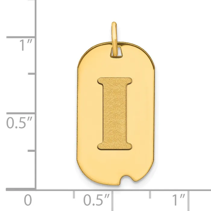 14k Yellow Gold Polished Letter I Initial Dog Tag Pendant Goldia Necklaces