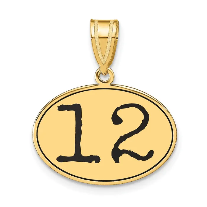 14k Yellow Gold Polished Number 12 Black Enamel Oval Pendant Goldia Necklaces 14k Yellow Gold Polished Number 12 Black Enamel Oval Pendant Goldia Necklaces
