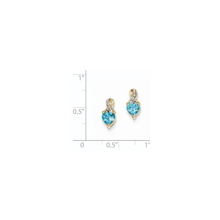 14k Yellow Gold Real Diamond u0026 Light Swiss Blue Topaz Post Earrings Goldia Earrings