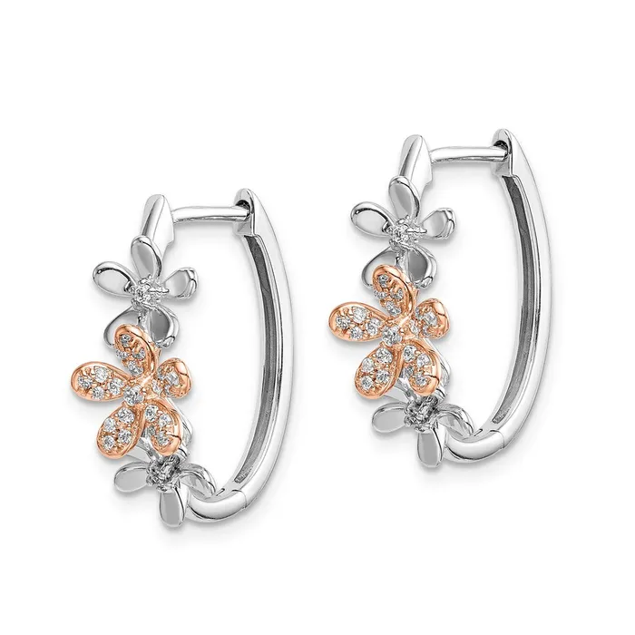 14k Yellow Gold Rose White Gold Real Diamond Earrings Goldia Earrings