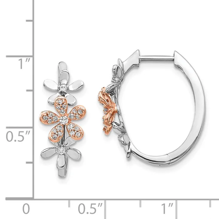 14k Yellow Gold Rose White Gold Real Diamond Earrings Goldia Earrings