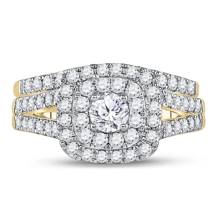 14k Yellow Gold Round Diamond Bridal Wedding Ring Set 114 Cttw Certified gndatlanta Rings
