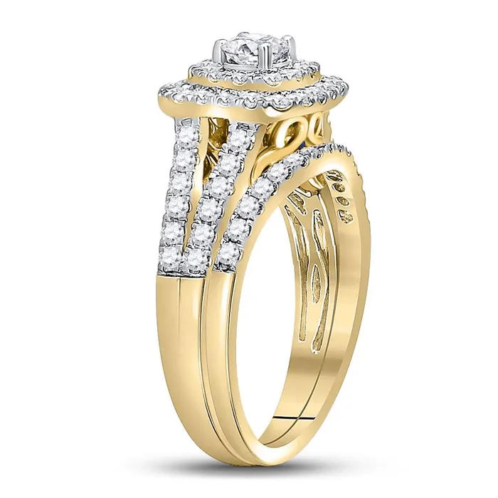 14k Yellow Gold Round Diamond Bridal Wedding Ring Set 114 Cttw Certified gndatlanta Rings