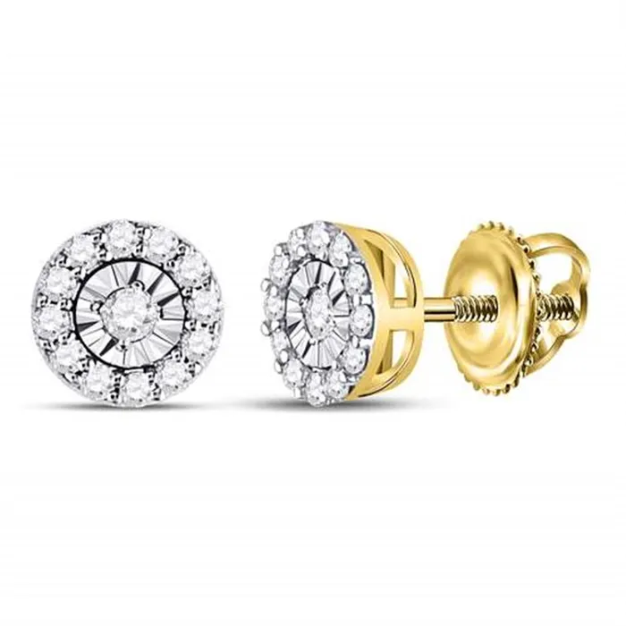 14k Yellow Gold Round Diamond Halo Earrings 14 Cttw gndatlanta Earrings