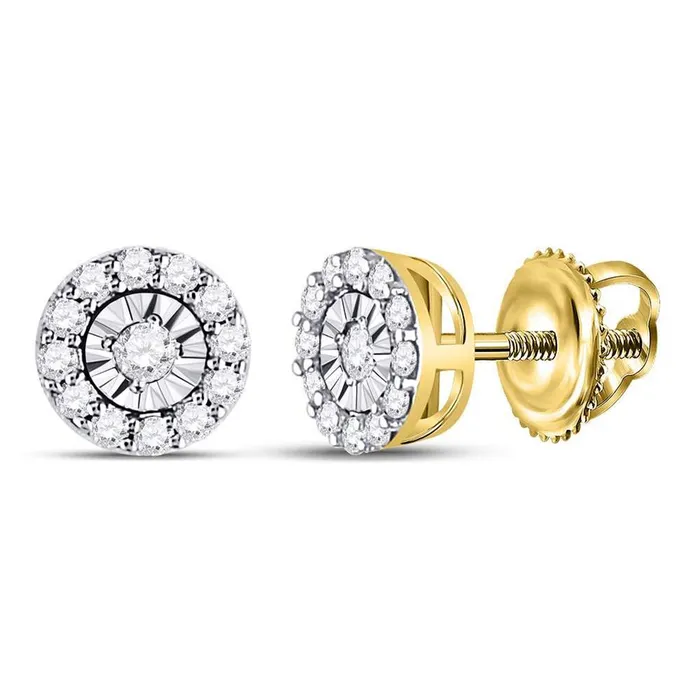 14k Yellow Gold Round Diamond Halo Earrings 14 Cttw gndatlanta Earrings