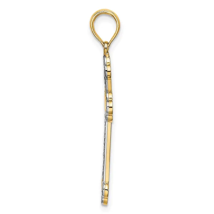 14k Yellow Rhodium Gold W Rhodium DC Reversible Cross Charm Goldia Charm Necklaces