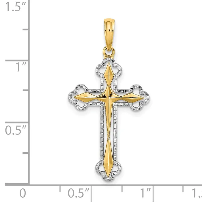 14k Yellow Rhodium Gold W Rhodium DC Reversible Cross Charm Goldia Charm Necklaces