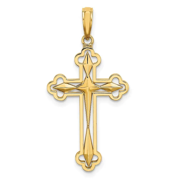 14k Yellow Rhodium Gold W Rhodium DC Reversible Cross Charm Goldia Charm Necklaces