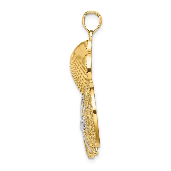 14k Yellow u0026 Rhodium Gold with White Rhodium Scallop Starfish and Sand Dollar Charm Goldia Charm Necklaces