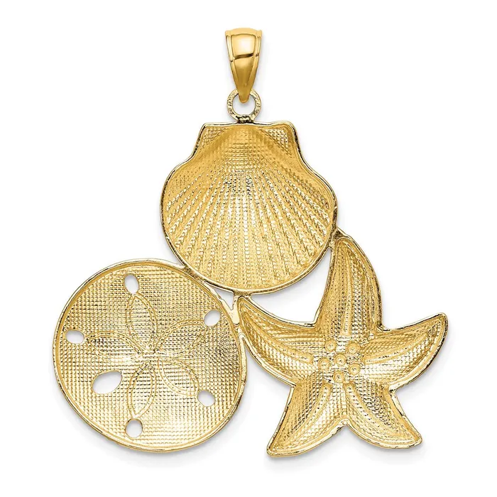 14k Yellow u0026 Rhodium Gold with White Rhodium Scallop Starfish and Sand Dollar Charm Goldia Charm Necklaces