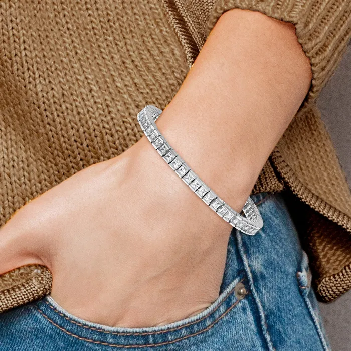 Bracelets Goldia 14K White Gold Lab Grown Diamond VSSI G Princess Tennis Bracelet