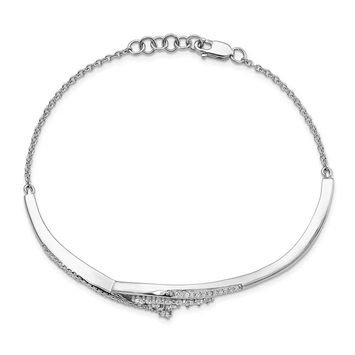 Bracelets goldiaca 14k White Gold Polished Fancy Florina Natural Diamond 7 inch Bracelet