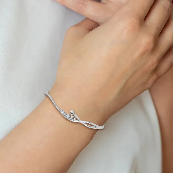Bracelets goldiaca 14k White Gold Polished Fancy Florina Natural Diamond 7 inch Bracelet