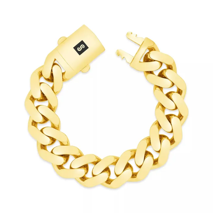 Bracelets Goldiacom 14k Yellow Gold Royal Monaco Miami Cuban Link 75mm Chain Bracelet Box Clasp 8