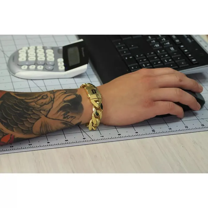 Bracelets Goldiacom 14k Yellow Gold Royal Monaco Miami Cuban Link 75mm Chain Bracelet Box Clasp 8