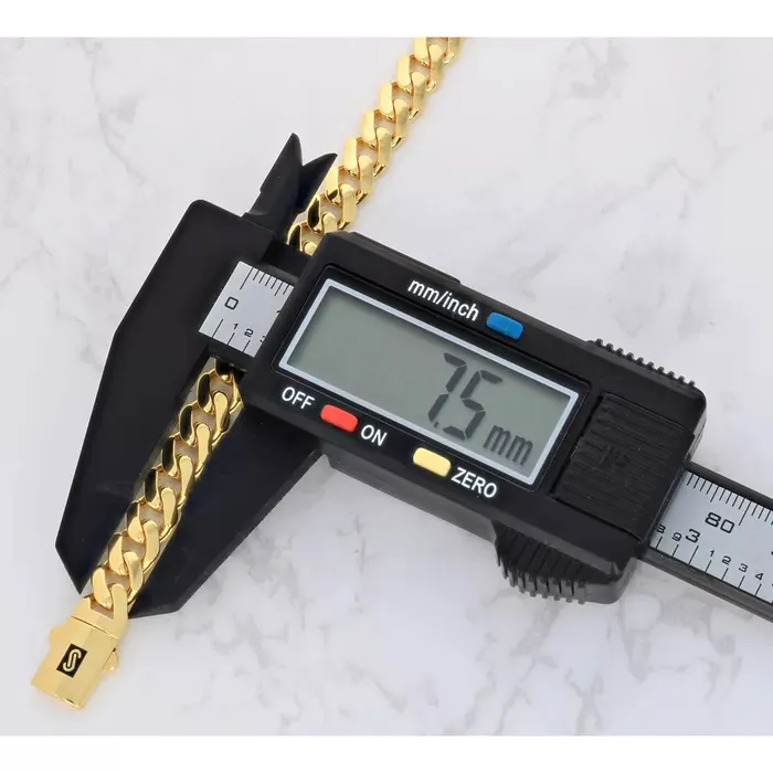 Bracelets Goldiacom 14k Yellow Gold Royal Monaco Miami Cuban Link 75mm Chain Bracelet Box Clasp 8