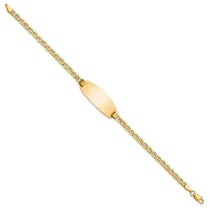 Bracelets MDS 14k SemiSolid Oval Anchor ID Bracelet Bracelets MDS 14k SemiSolid Oval Anchor ID Bracelet