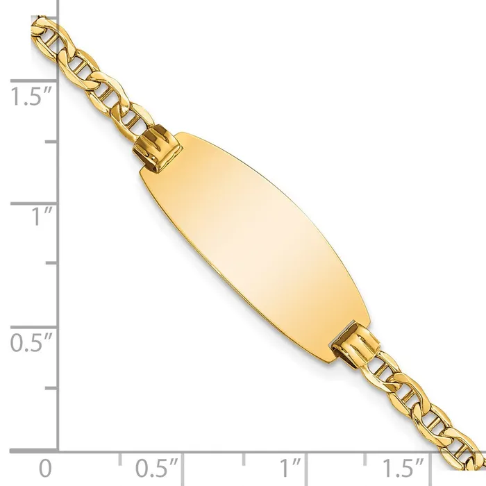 Bracelets MDS 14k SemiSolid Oval Anchor ID Bracelet Bracelets MDS 14k SemiSolid Oval Anchor ID Bracelet