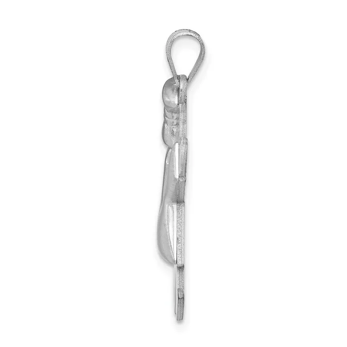 Charm Necklaces 14k White Gold Puffed Girl wBow on Left Engravable Charm Goldia