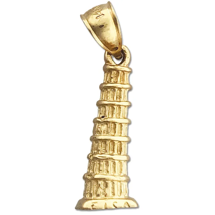 Charm Necklaces Goldia 14K Gold 3D Leaning Tower of Pisa Italy Charm
