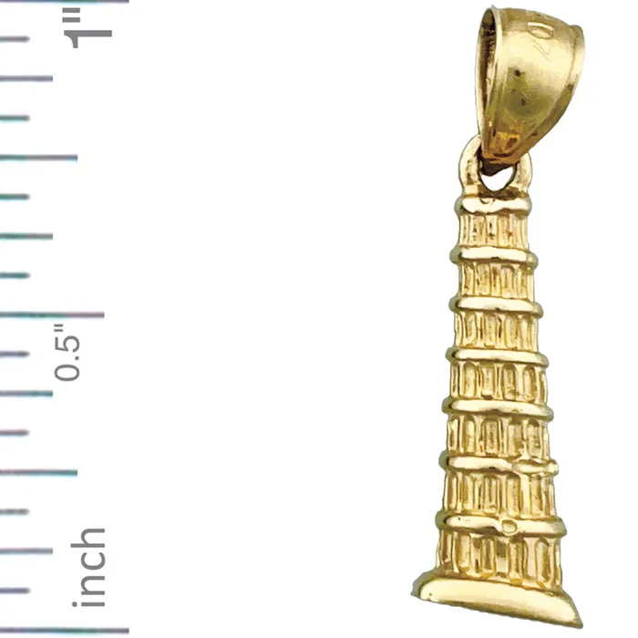 Charm Necklaces Goldia 14K Gold 3D Leaning Tower of Pisa Italy Charm