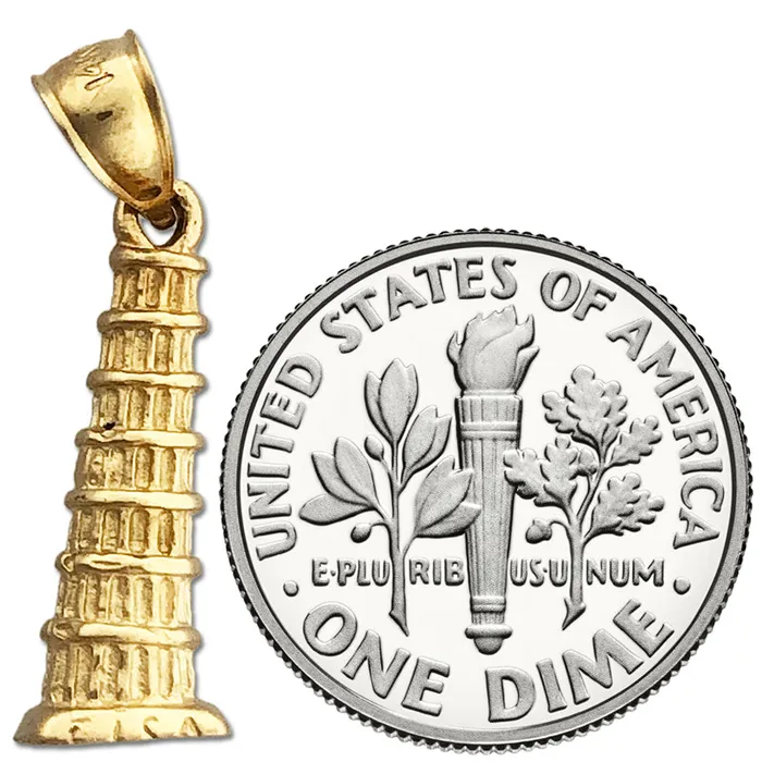 Charm Necklaces Goldia 14K Gold 3D Leaning Tower of Pisa Italy Charm