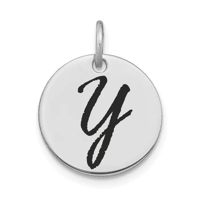 Charm Necklaces Goldia 14k White Goldw Polished Black Enamel Letter Y Initial Disk Charm Charm Necklaces Goldia 14k White Goldw Polished Black Enamel Letter Y Initial Disk Charm