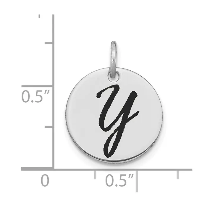 Charm Necklaces Goldia 14k White Goldw Polished Black Enamel Letter Y Initial Disk Charm
