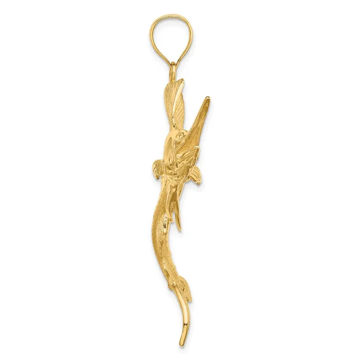 Charm Necklaces Goldia 14k Yellow Gold 3D Polished Textured Sailfish Charm