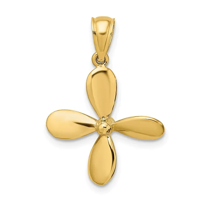 Charm Necklaces Goldia 14k Yellow Gold 3D w 4 Blades Propeller Charm