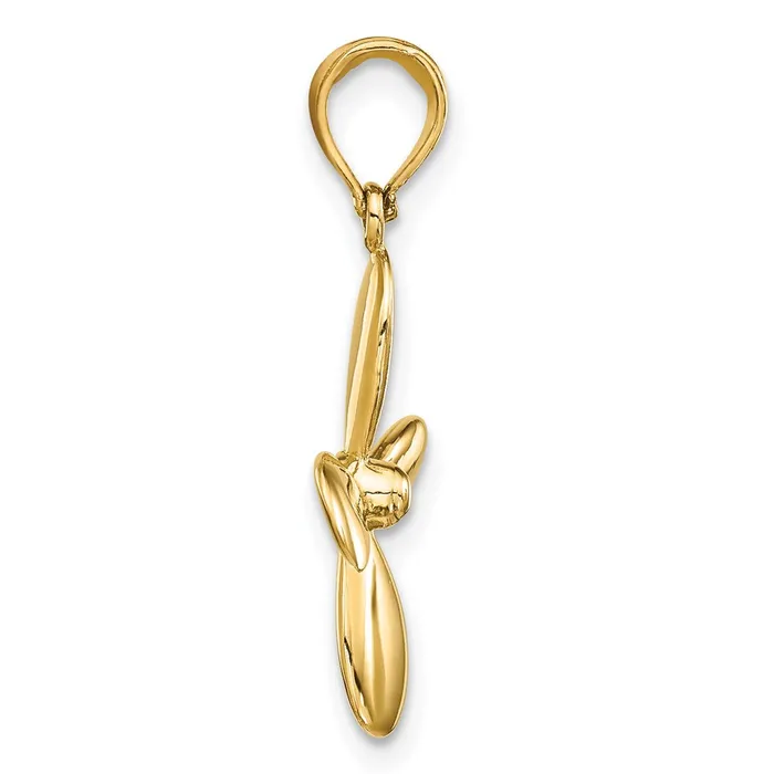 Charm Necklaces Goldia 14k Yellow Gold 3D w 4 Blades Propeller Charm