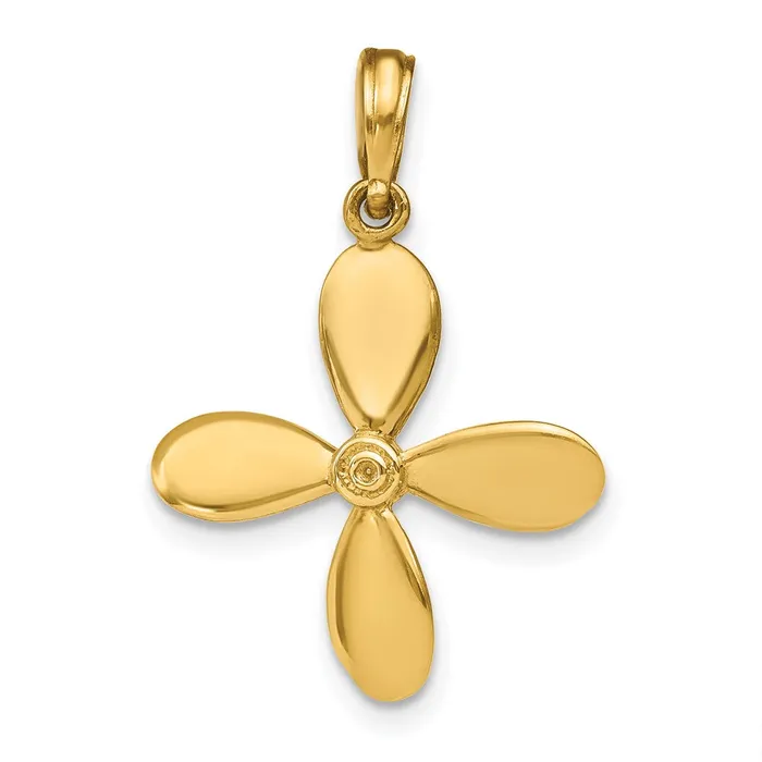 Charm Necklaces Goldia 14k Yellow Gold 3D w 4 Blades Propeller Charm