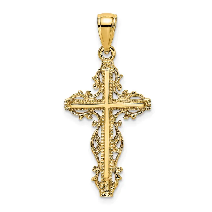 Charm Necklaces Goldia 14k Yellow Gold Cross w Lace Trim Charm