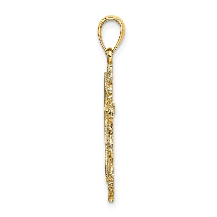Charm Necklaces Goldia 14k Yellow Gold Cross w Lace Trim Charm