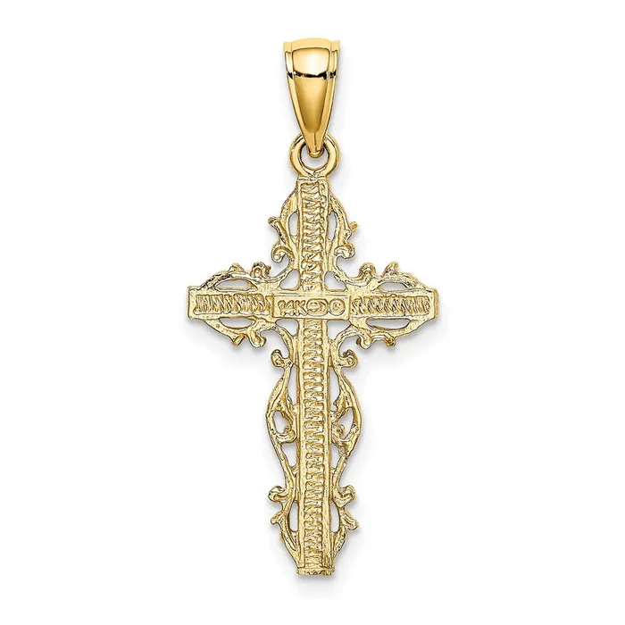 Charm Necklaces Goldia 14k Yellow Gold Cross w Lace Trim Charm