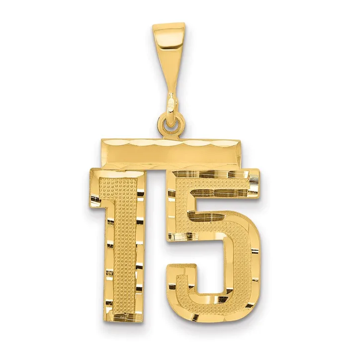 Charm Necklaces Goldia 14k Yellow Gold Medium Diamondcut Number 15 Charm Charm Necklaces Goldia 14k Yellow Gold Medium Diamondcut Number 15 Charm