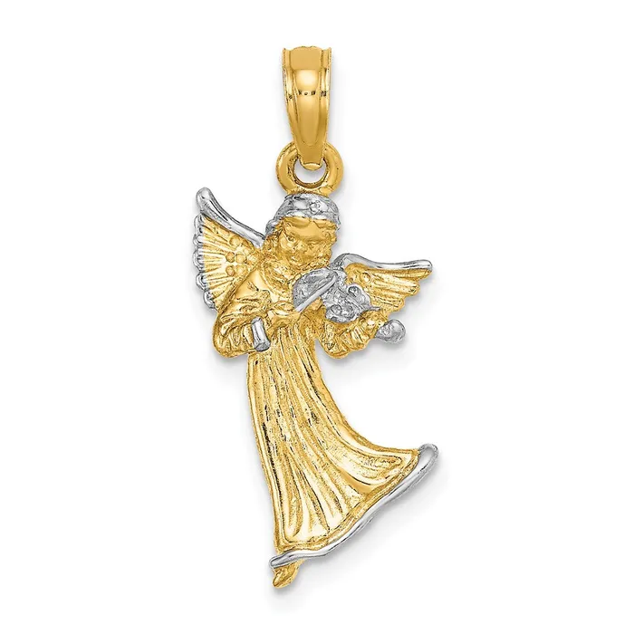 Charm Necklaces Goldia 14k Yellow u0026 Rhodium Gold w White Rhodium 3D Angel Playing Violin Charm Charm Necklaces Goldia 14k Yellow u0026 Rhodium Gold w White Rhodium 3D Angel Playing Violin Charm