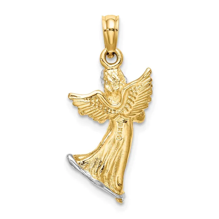 Charm Necklaces Goldia 14k Yellow u0026 Rhodium Gold w White Rhodium 3D Angel Playing Violin Charm