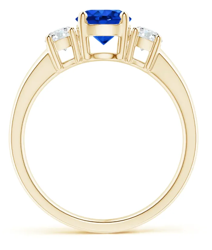 Created Blue Sapphire u0026 CZ Three Stone Engagement Ring in 14K Yellow Gold Goldiacom Rings Created Blue Sapphire u0026 CZ Three Stone Engagement Ring in 14K Yellow Gold Goldiacom Rings