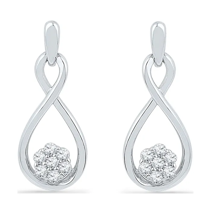 Earrings 01 CT TW Diamond Cluster Infinity Drop Earrings in 10K White Gold Goldia Earrings 01 CT TW Diamond Cluster Infinity Drop Earrings in 10K White Gold Goldia