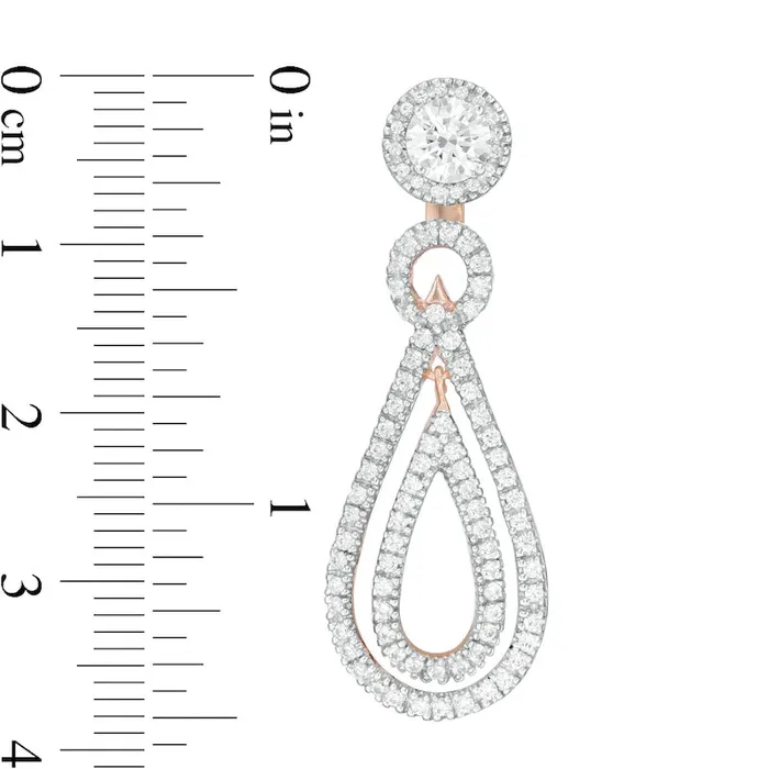 Earrings 1 CT TW Diamond Frame and Double Open Teardrop Earring Jackets in 14K Rose Gold Goldia Earrings 1 CT TW Diamond Frame and Double Open Teardrop Earring Jackets in 14K Rose Gold Goldia
