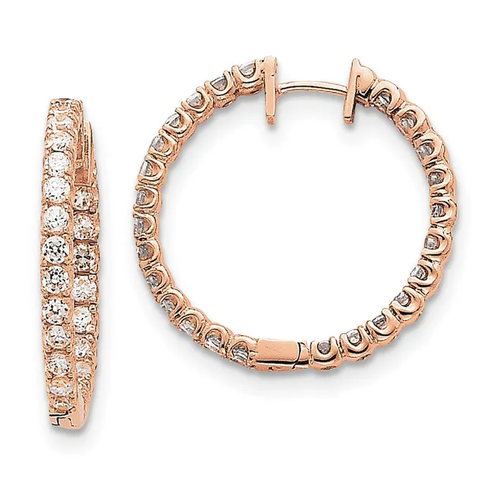 Earrings 14k Rose Gold VS Real Diamond Hinged Hoop Earrings Goldia
