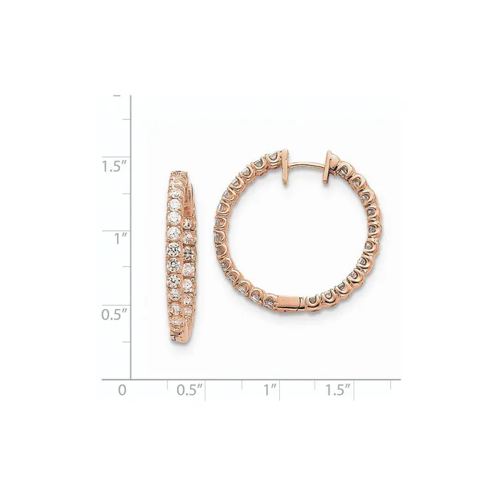 Earrings 14k Rose Gold VS Real Diamond Hinged Hoop Earrings Goldia