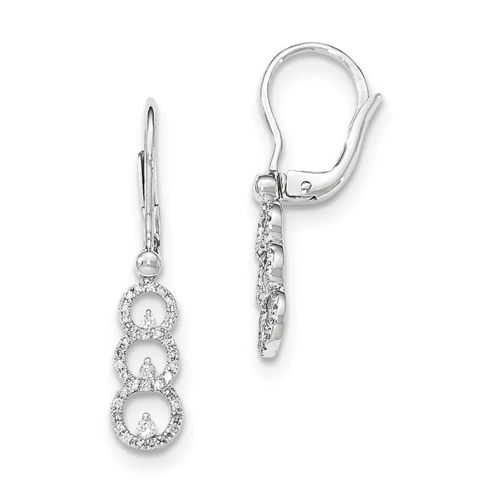 Earrings 14K White Gold Polished Real Diamond 3 Circle Leverback Earrings Goldia Earrings 14K White Gold Polished Real Diamond 3 Circle Leverback Earrings Goldia
