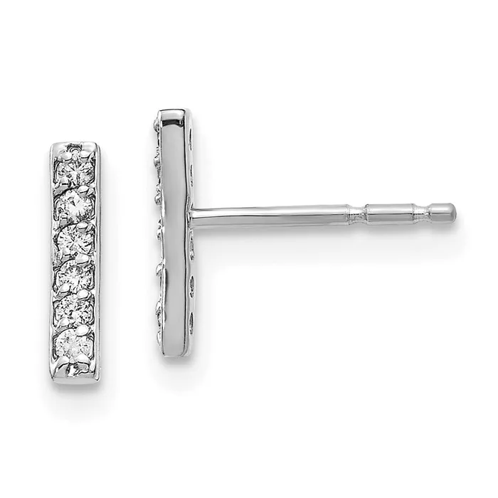 Earrings 14k White Gold Real Diamond Bar Earrings Goldia