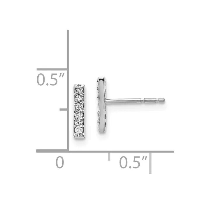 Earrings 14k White Gold Real Diamond Bar Earrings Goldia