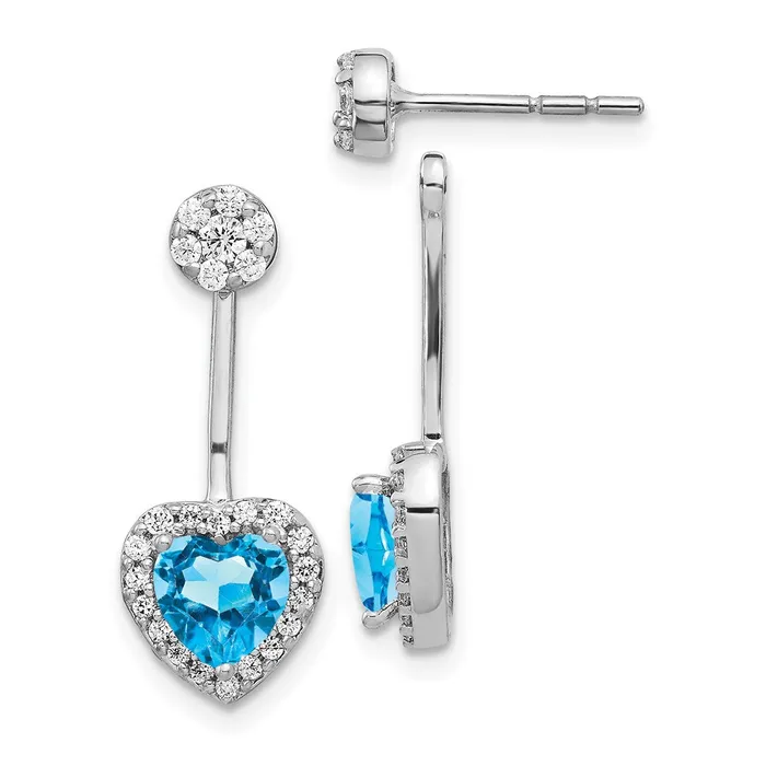 Earrings 14k White Gold Real Diamond Blue Topaz Earrings Goldia